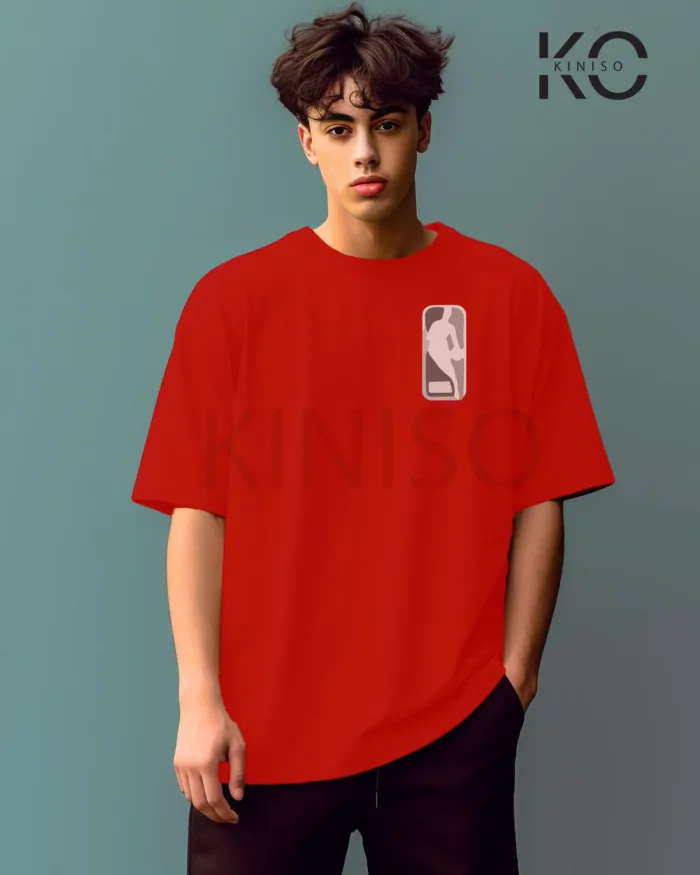 Image of Red Color NBA Drop Shoulder T-Shirts with Jordan 23 Printed for Basketball Lovers