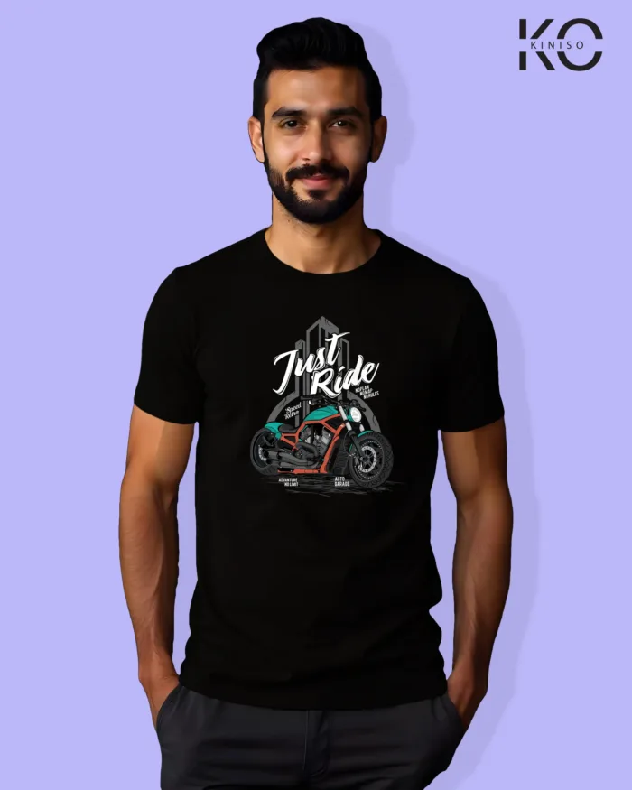 Motorcycle theme printed t-shirts with Just Ride design - Image 7