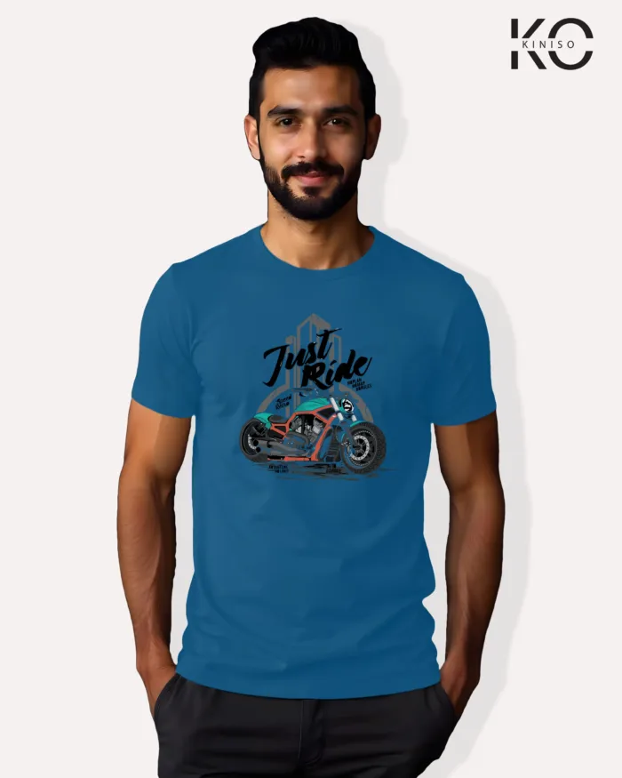 Motorcycle theme printed t-shirts with Just Ride design - Image 6