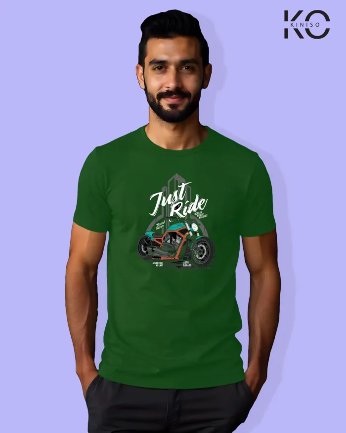 Motorcycle theme printed t-shirts with Just Ride design - Image 5
