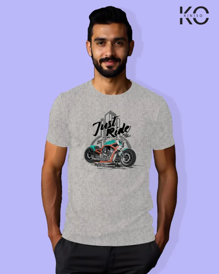 Motorcycle theme printed t-shirts with Just Ride design - Image 4