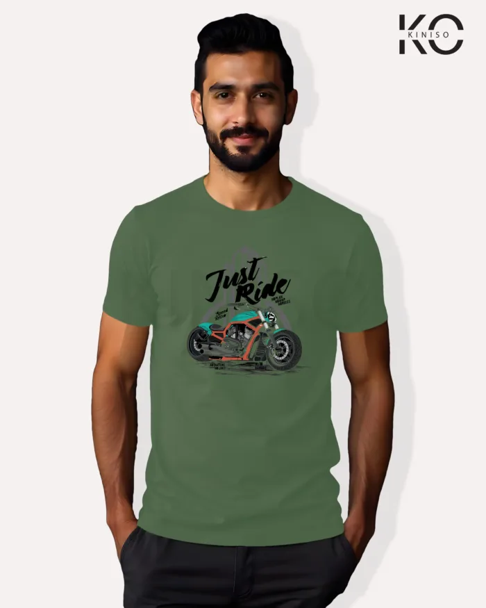 Motorcycle theme printed t-shirts with Just Ride design - Image 3