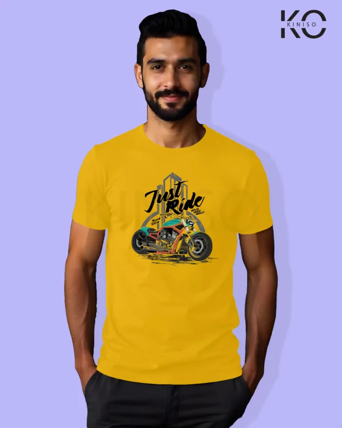 Motorcycle theme printed t-shirts with Just Ride design - Image 8