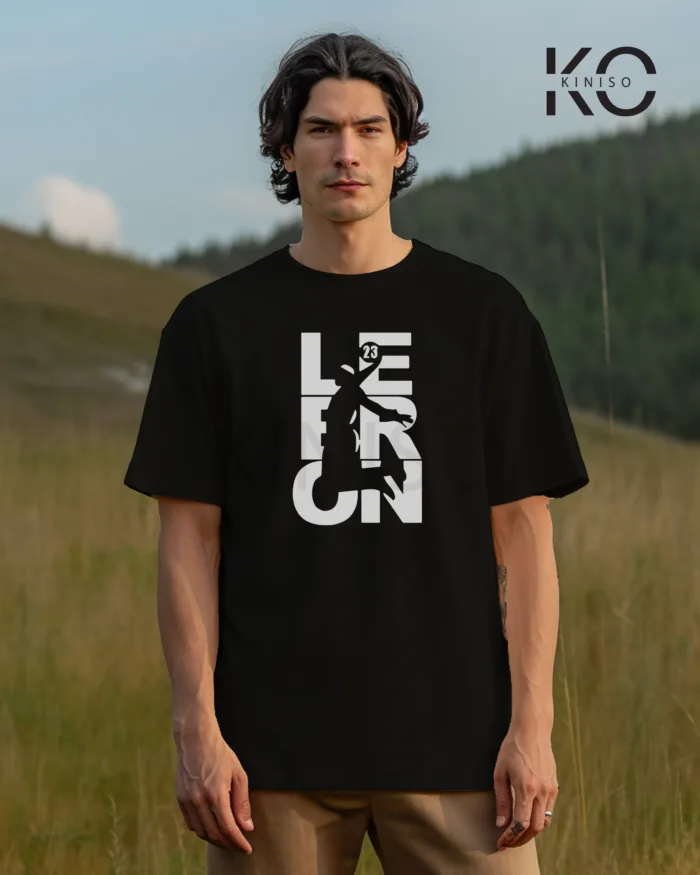 Image of Black Color NBA Drop Shoulder T-Shirts with Lebron Printed for Basketball Lovers