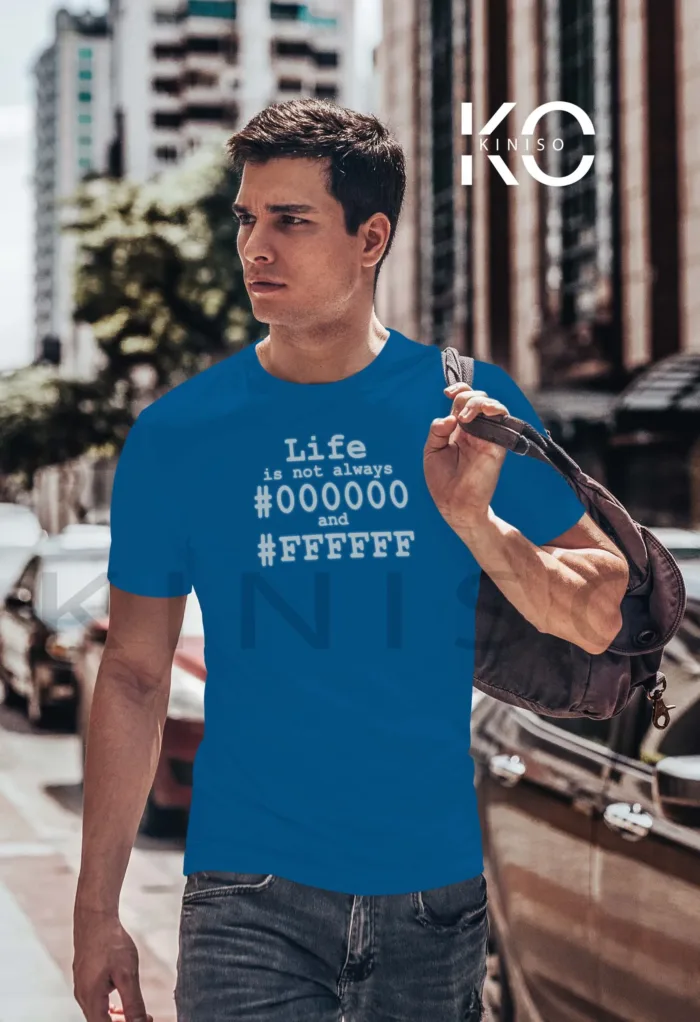 Engineer Tee Shirts - "Life is Not Always Black and White" - Geeky Guy's Staff Neck Half Sleeve T-Shirt in BD
