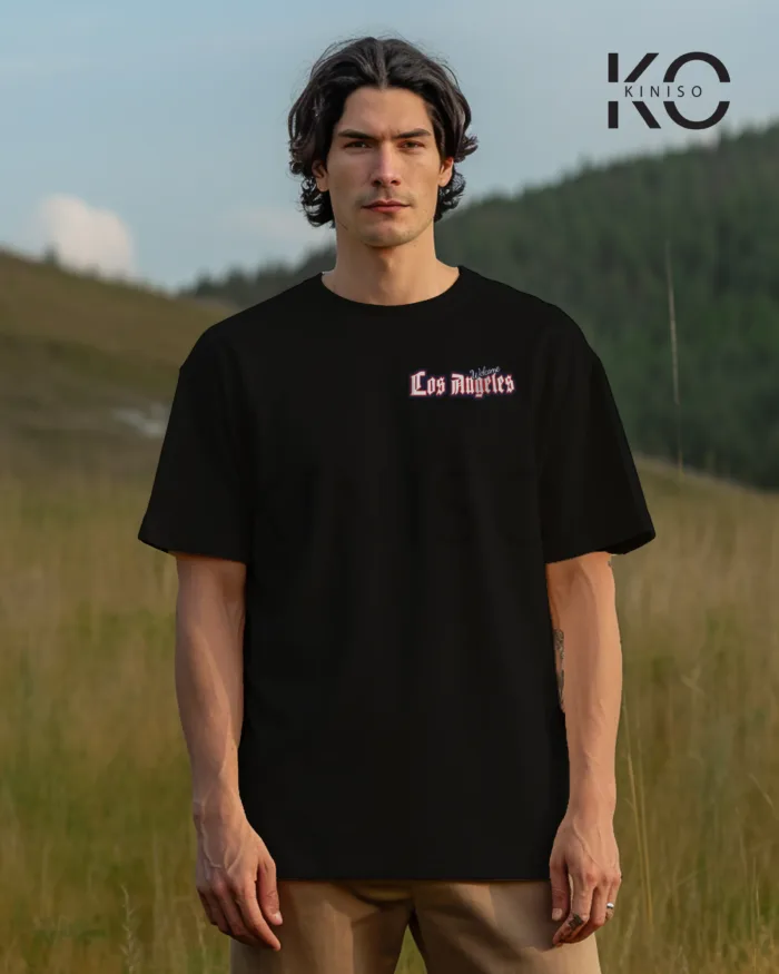 Image of Black Color NBA Drop Shoulder T-Shirts with Los Angels 03 Printed for Basketball Lovers