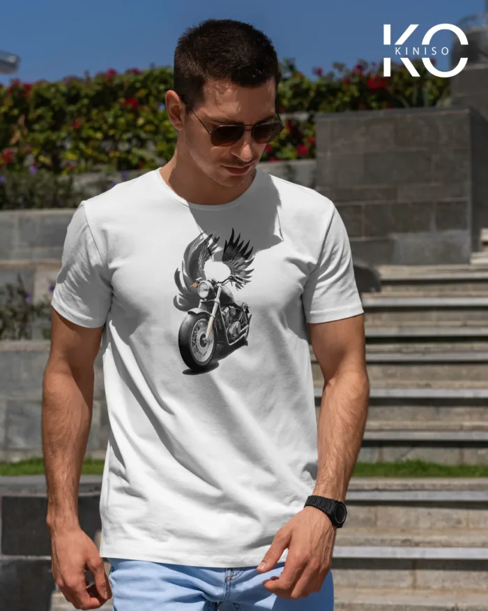 Motorcycle with wings theme design printed T-Shirts for bike lover in Bangladesh
