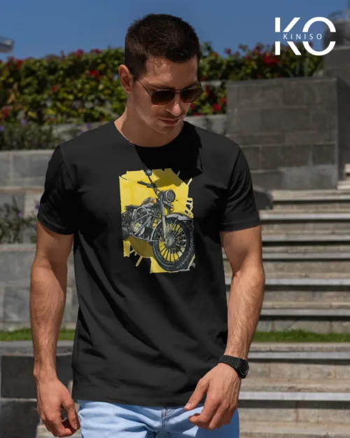 Motorcycle in Yellow Background Black 1