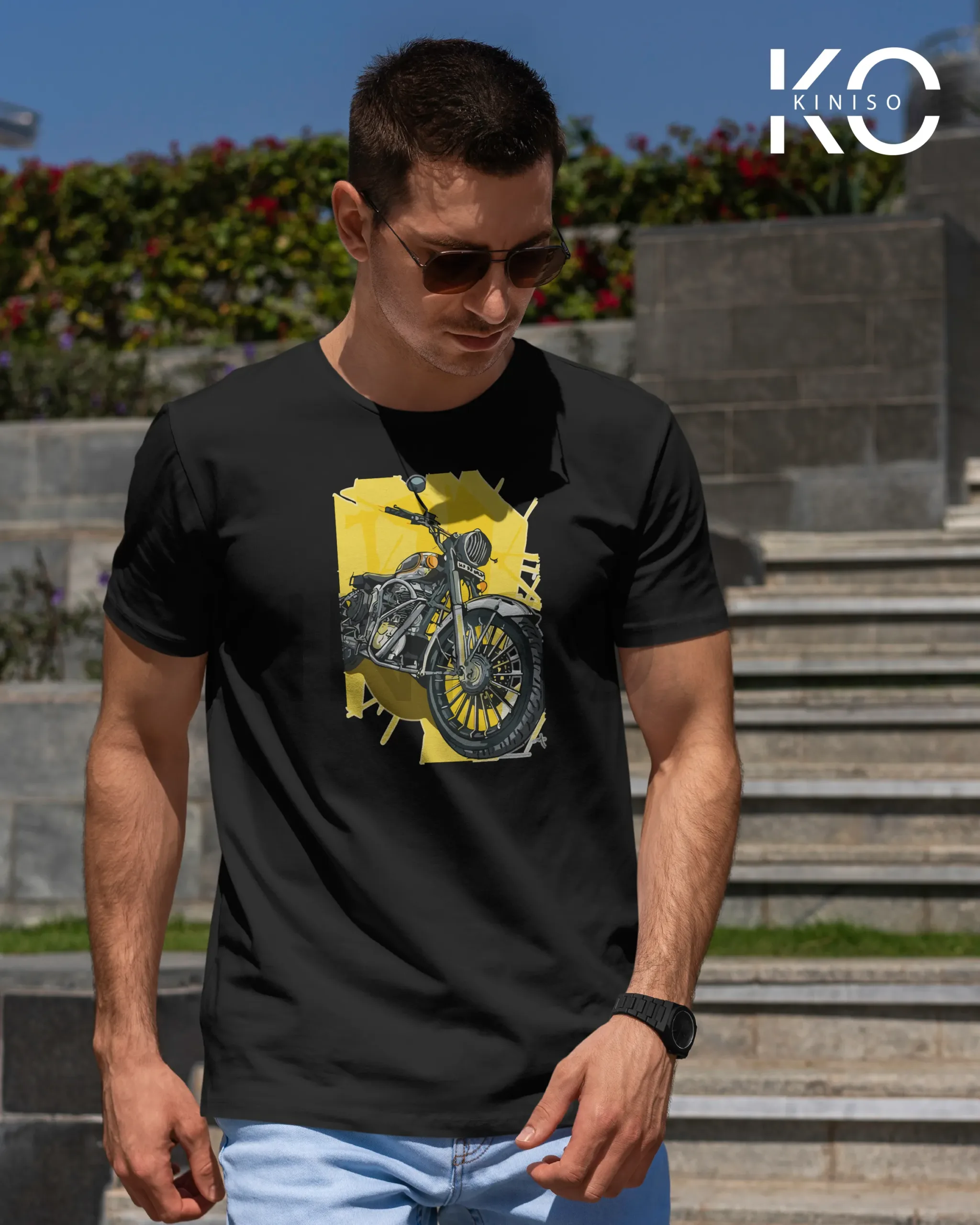 Motorcycle in Yellow Background Black 1 scaled