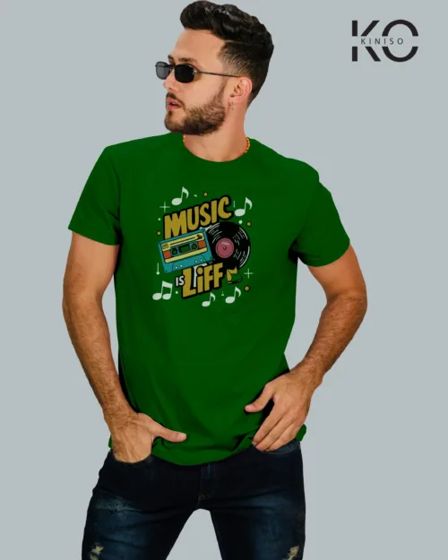 Music is Life Bottle Green
