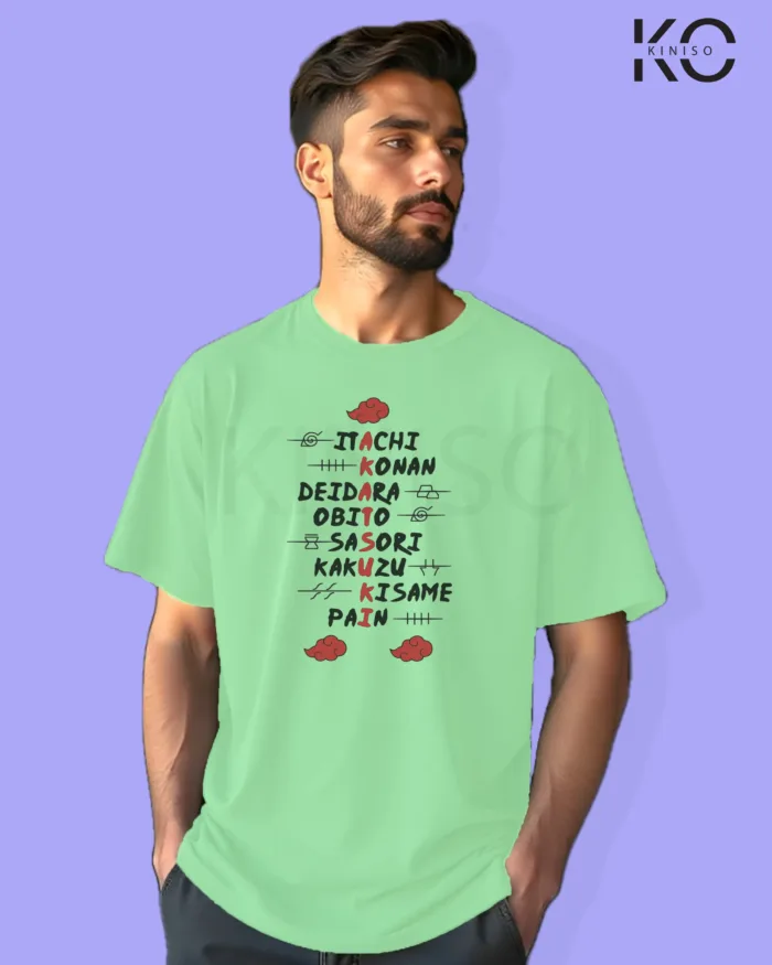 Naruto T-shirt Drop Shoulder for Men - Akatsuki - In Dhaka