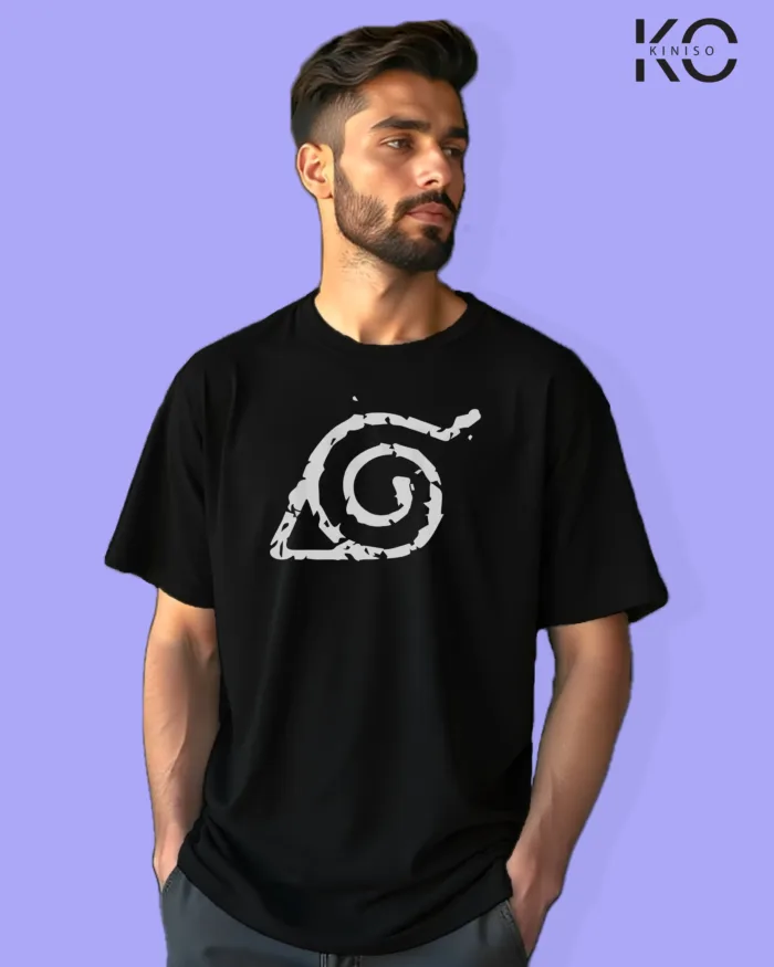 Naruto T-shirt Drop Shoulder for Men - Leaf Village Symbol - In Dhaka - Image 8