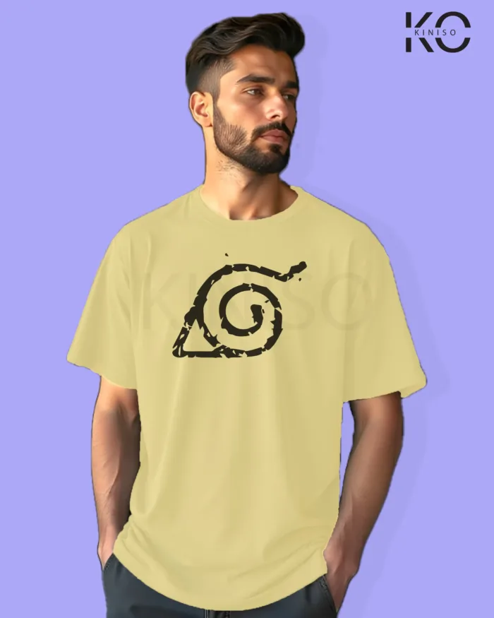 Naruto T-shirt Drop Shoulder for Men - Leaf Village Symbol - In Dhaka - Image 5