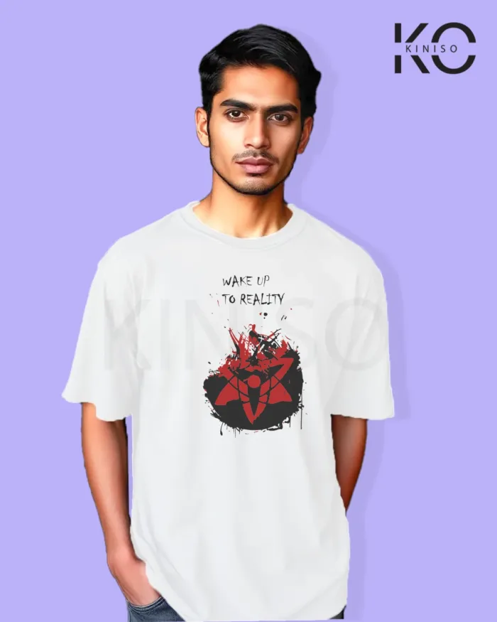 Naruto T-shirt Drop Shoulder for Men - Sasuke Sharingan - In Dhaka