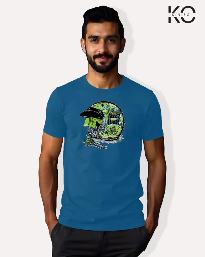 Motorcycle printed t-shirts with Never back Helmet Design - Image 7