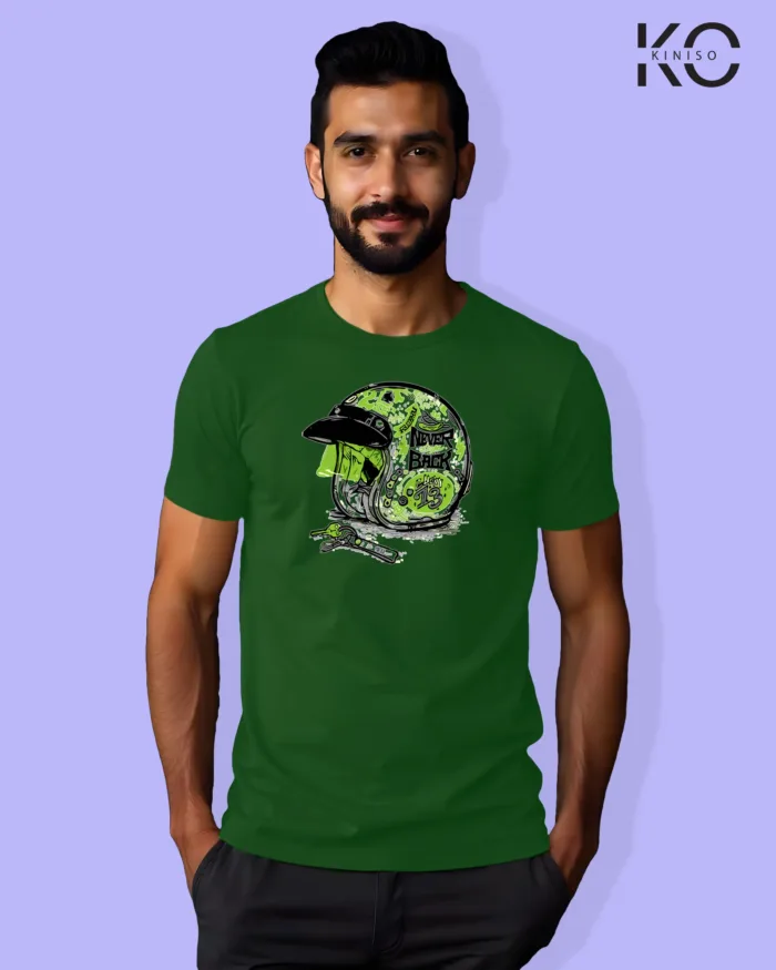 Motorcycle printed t-shirts with Never back Helmet Design - Image 6