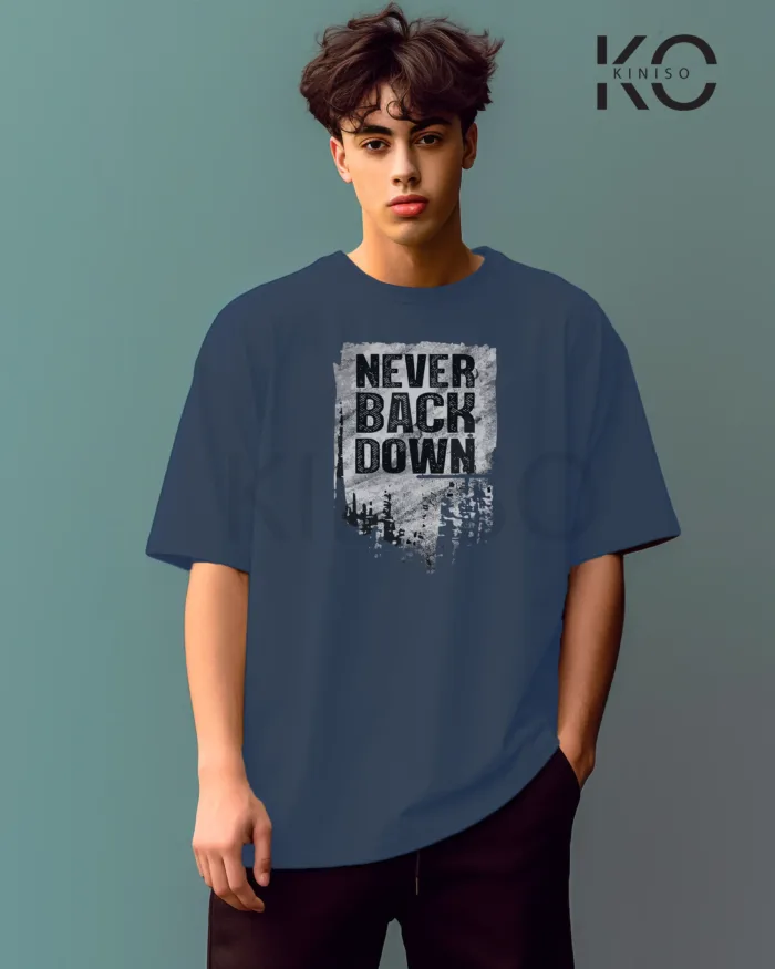 Gym men t shirt with Never Back Down Design printed