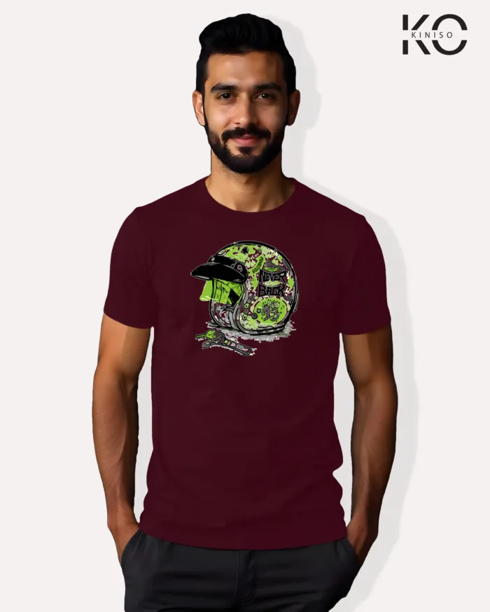 Motorcycle printed t-shirts with Never back Helmet Design - Image 5