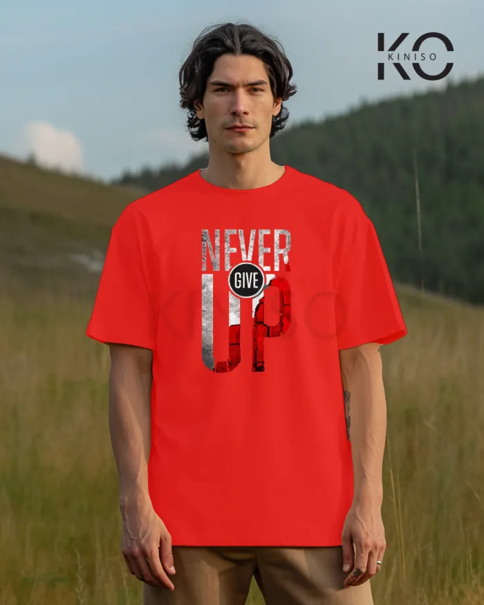 T-shirts for gym with Never Give Up Design printed - Image 2