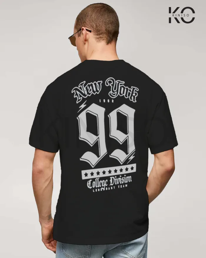 Image of Black Color NBA Drop Shoulder T-Shirts with New York 99 Printed for Basketball Lovers