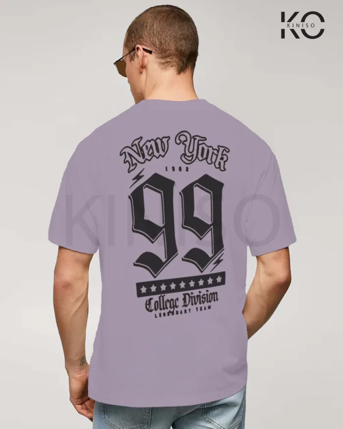 Image of Light Purple Color NBA Drop Shoulder T-Shirts with New York 99 Printed for Basketball Lovers