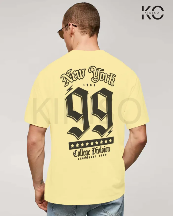 Image of Off White Color NBA Drop Shoulder T-Shirts with New York 99 Printed for Basketball Lovers