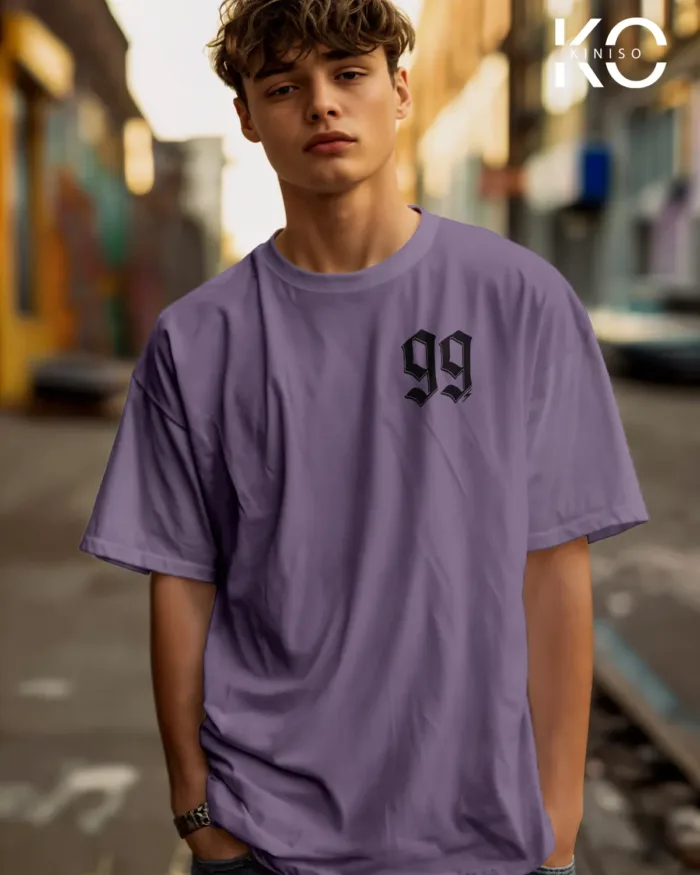 Image of Light Purple Color NBA Drop Shoulder T-Shirts with New York 99 Printed for Basketball Lovers