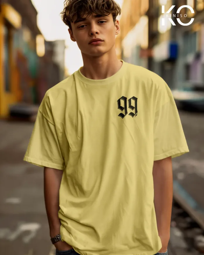 Image of Off White Color NBA Drop Shoulder T-Shirts with New York 99 Printed for Basketball Lovers