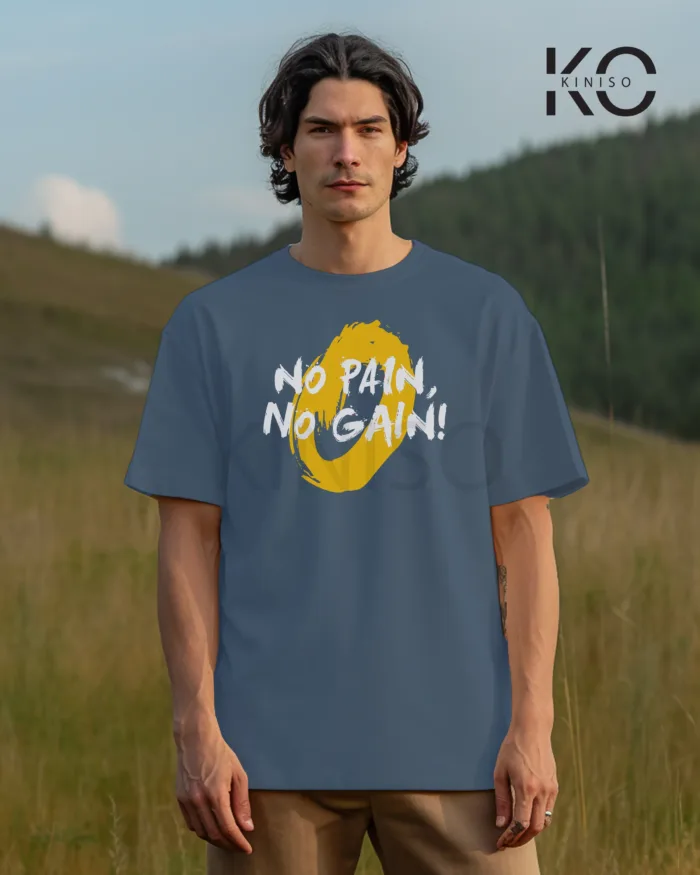 T shirt gym with No Pain No Gain Design printed for men - Image 7