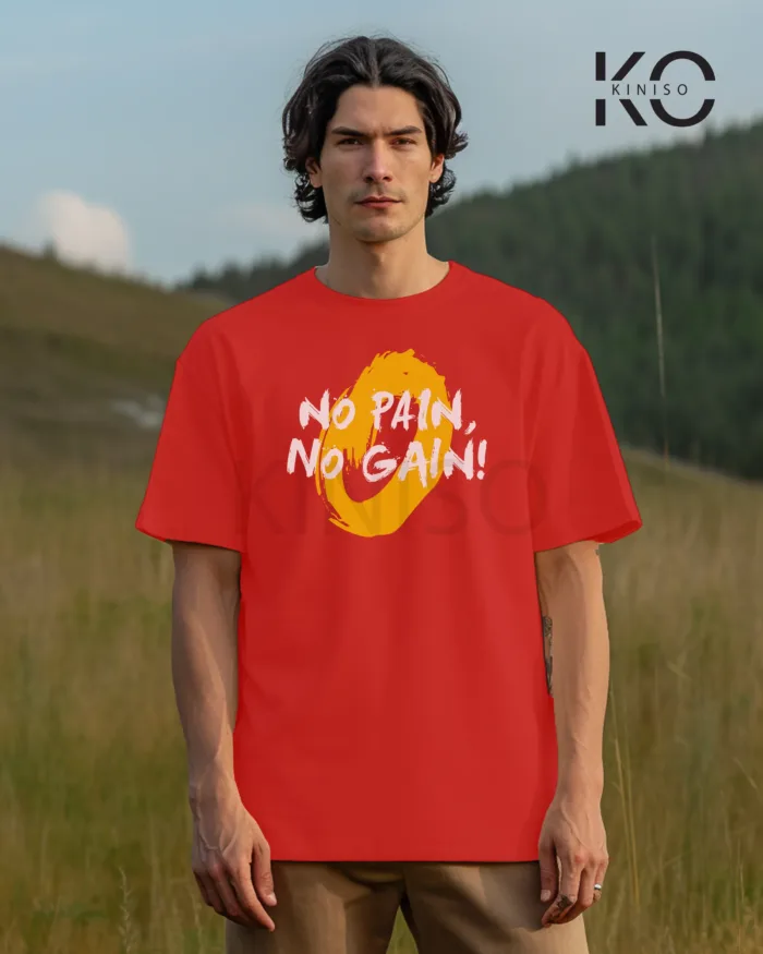 T shirt gym with No Pain No Gain Design printed for men - Image 3