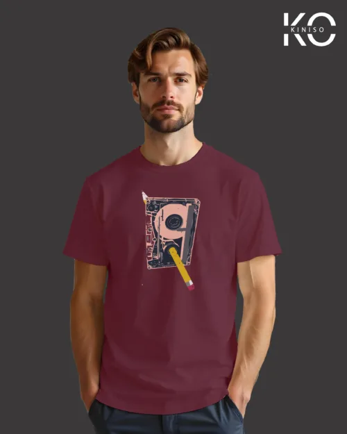 Nostalgic Casette with Pencil Maroon