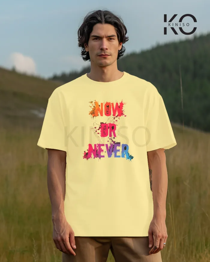 T shirt gym with Now or Never Design printed for men - Image 6