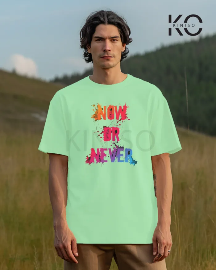 T shirt gym with Now or Never Design printed for men - Image 5
