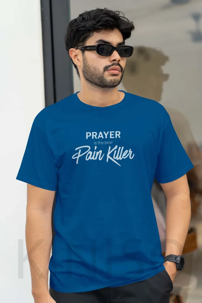 Islamic T-shirt - Prayer Is The Best Pain Killer - Modest Men's Crew Neck Half Sleeve tshirt in BD - Image 3