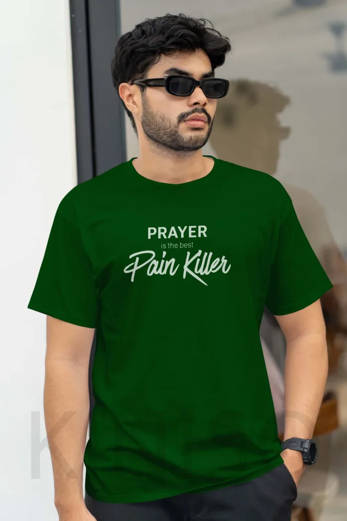 Islamic T-shirt - Prayer Is The Best Pain Killer - Modest Men's Crew Neck Half Sleeve tshirt in BD - Image 4