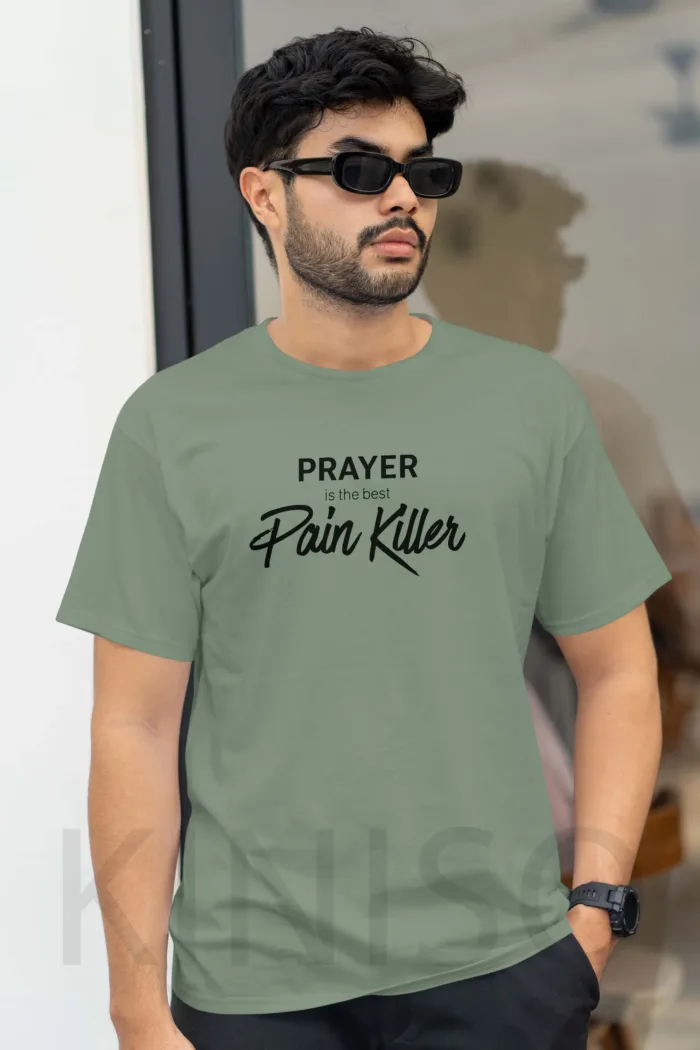 Islamic T-shirt - Prayer Is The Best Pain Killer - Modest Men's Crew Neck Half Sleeve tshirt in BD - Image 9