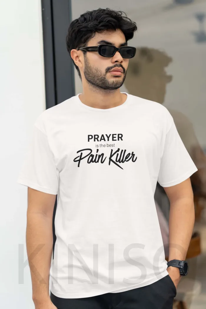 Islamic T-shirt - Prayer Is The Best Pain Killer - Modest Men's Crew Neck Half Sleeve tshirt in BD - Image 6