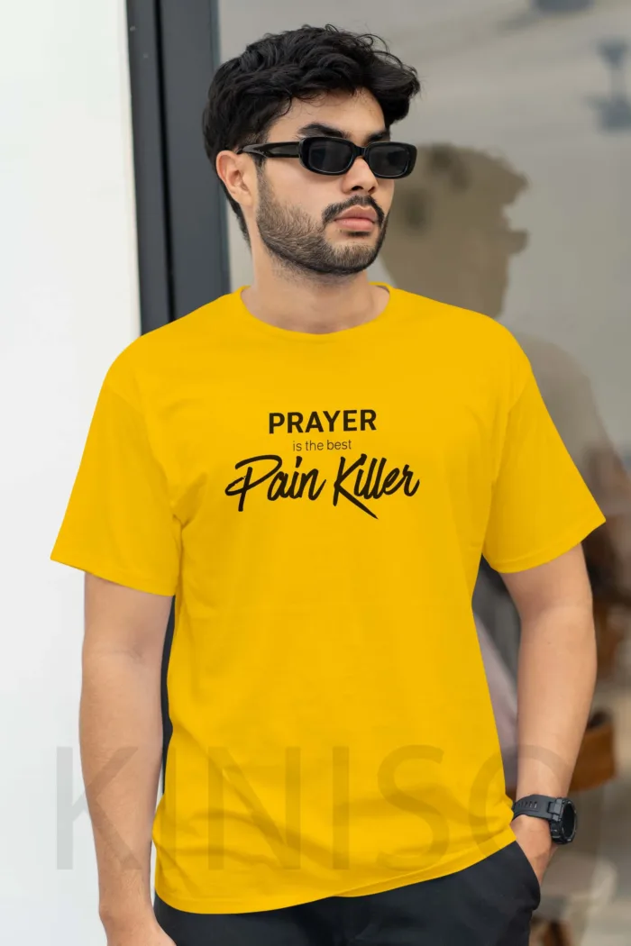 Islamic T-shirt - Prayer Is The Best Pain Killer - Modest Men's Crew Neck Half Sleeve tshirt in BD - Image 5