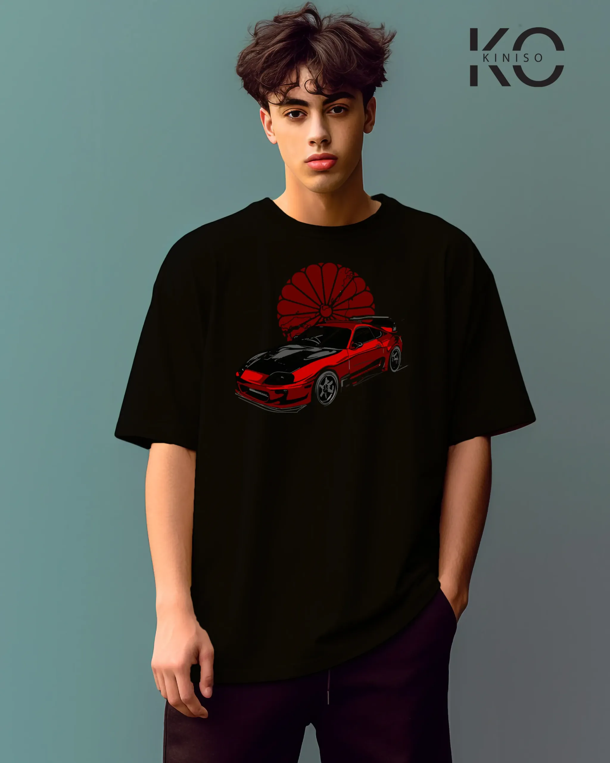 Red car with Sunflower Black 1 scaled