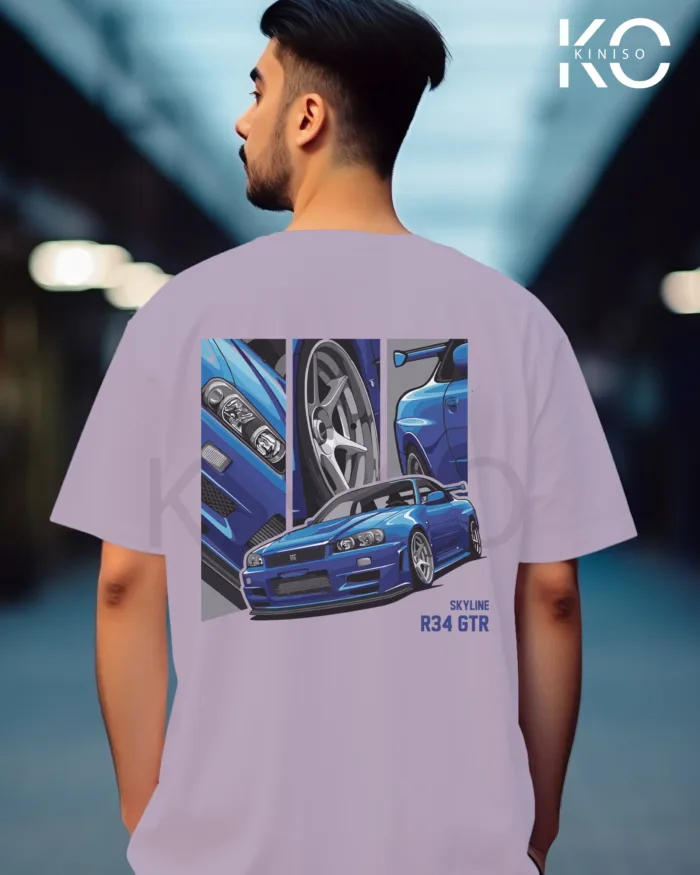 Graphic vehicle t shirts for males with Skyline R34 Design Printed - Image 13