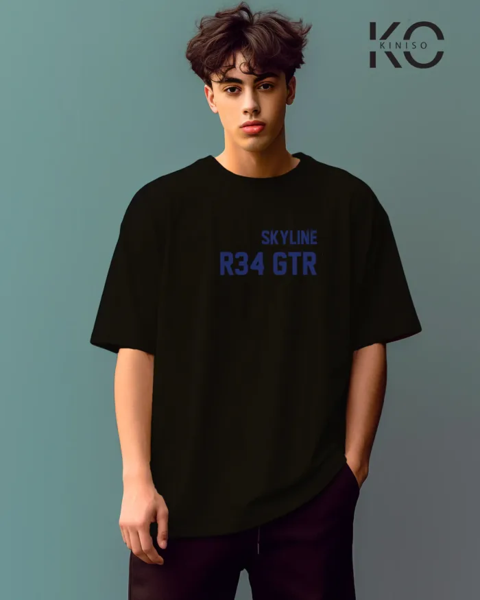 Graphic vehicle t shirts for males with Skyline R34 Design Printed - Image 2