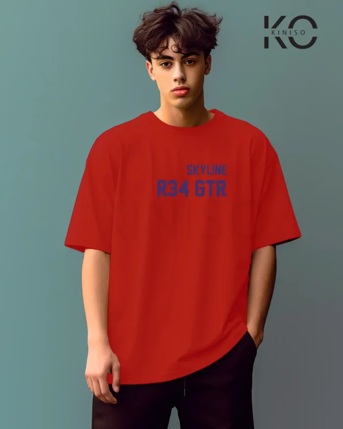 Graphic vehicle t shirts for males with Skyline R34 Design Printed - Image 8