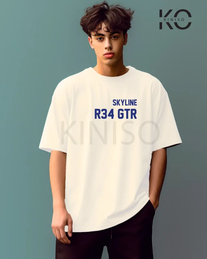 Graphic vehicle t shirts for males with Skyline R34 Design Printed - Image 4