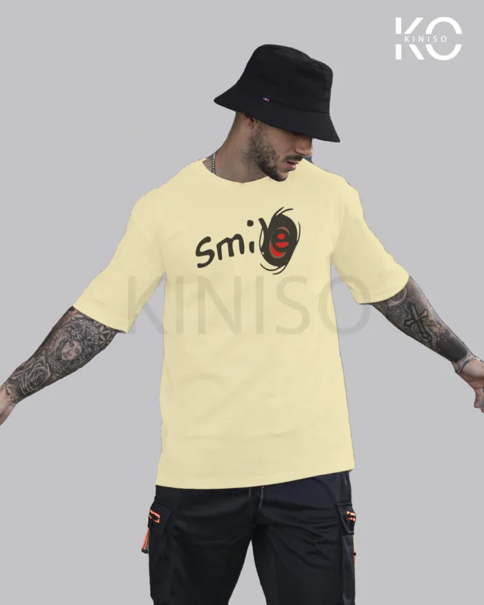 Drop Shoulder Smile Printed Gaffiti Themed T-Shirts for Men - Image 6
