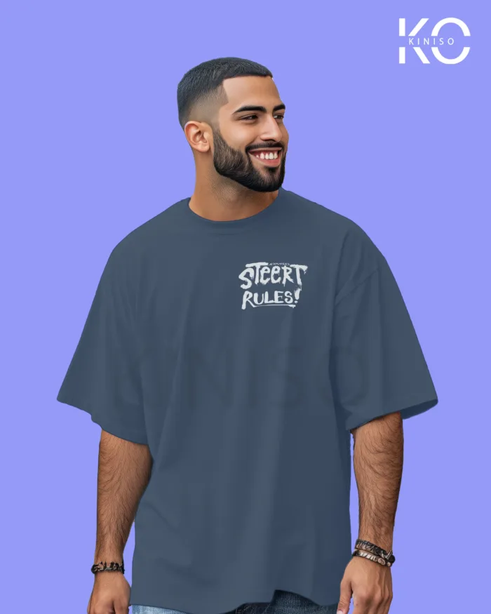 Street Rules Printed Oversized Graffiti Themed T-Shirt for Men - Image 8