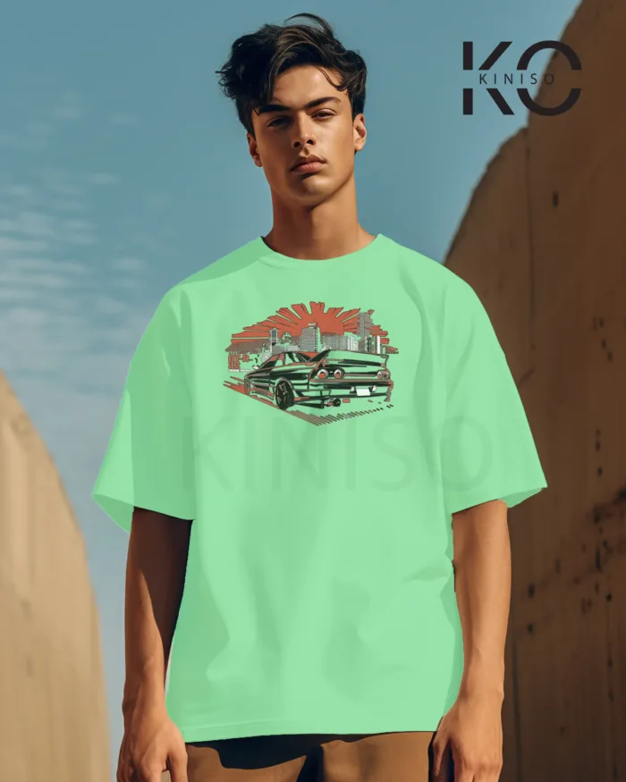 Graphic vehicle t shirt for men with Street Racing Car Tail Design Printed - Image 5