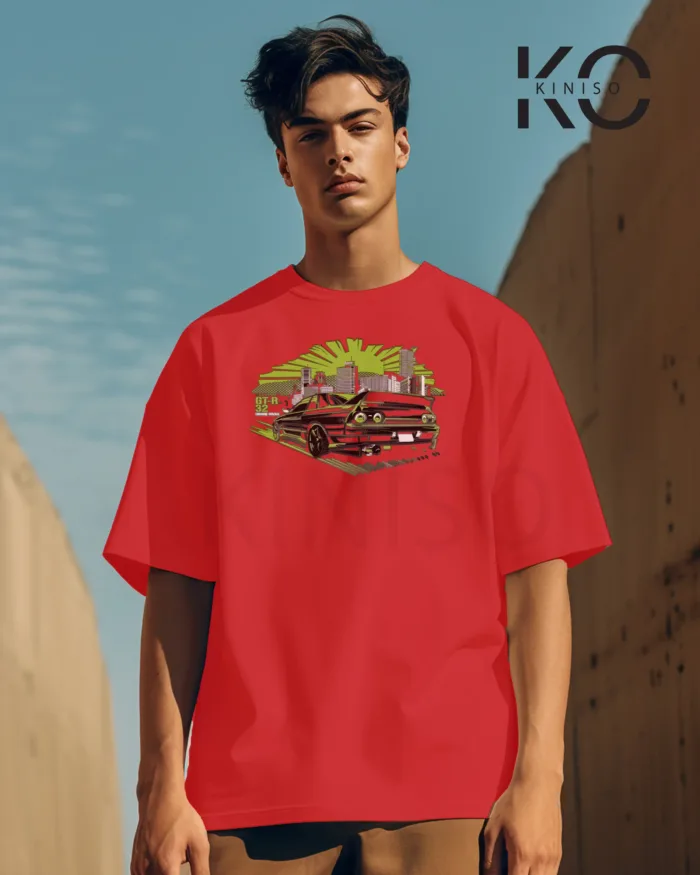 Graphic vehicle t shirt for men with Street Racing Car Tail Design Printed - Image 4