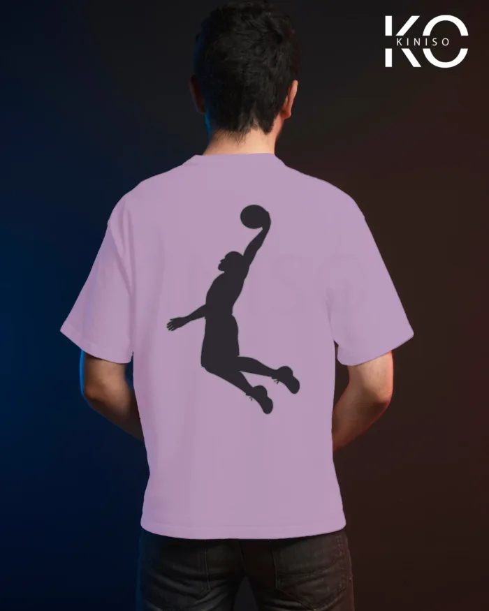 Image of Light Purple Color NBA Drop Shoulder T-Shirts with Throw it Down Printed for Basketball Lovers
