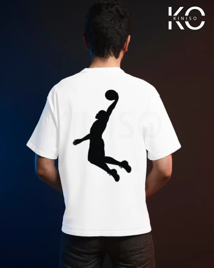 Image of Red Color NBA Drop Shoulder T-Shirts with Throw it Down Printed for Basketball Lovers