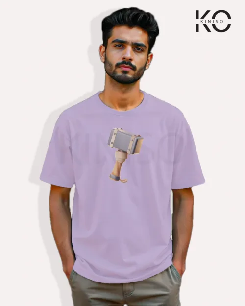 খেলা-প্রেমীদের জন্য-যুদ্ধ-হাতুড়ি-মুদ্রিত-গেমিং-টি-শার্ট - Light Purple, M